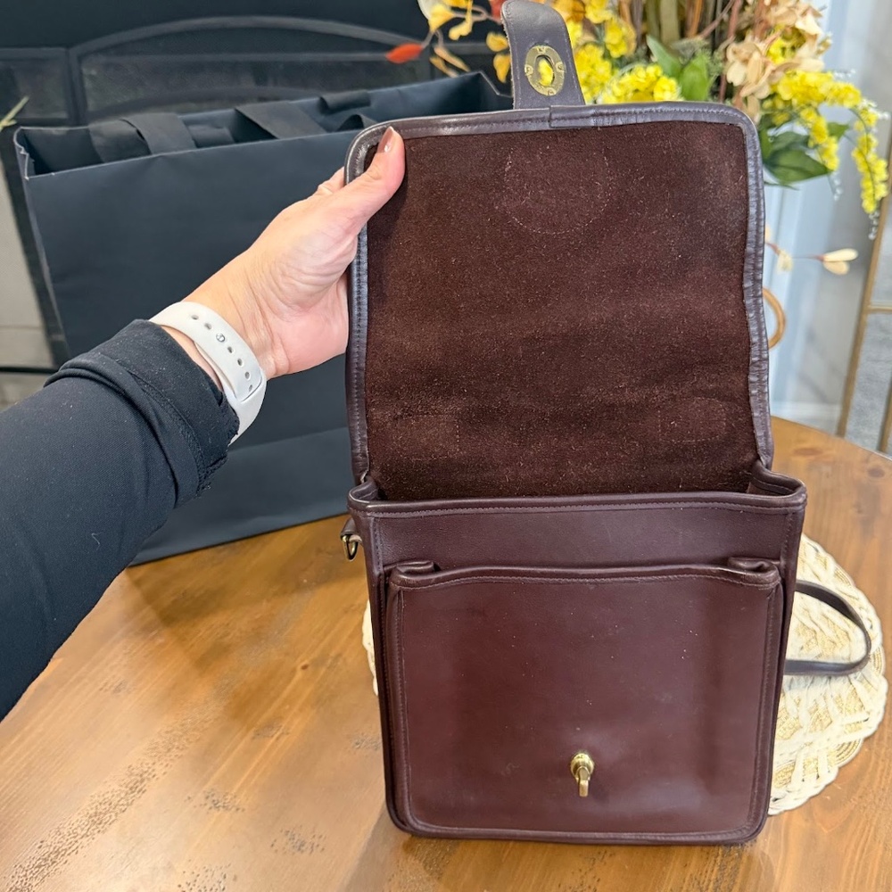Vintage Coach Station Bag 5130 Mahogany Brown Leather Crossbody Purse - Picture 8 of 13